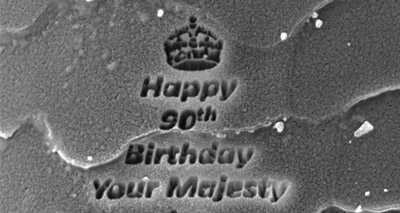 Microscopic birthday message sent to the Queen