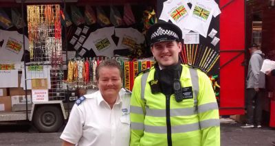 Police officer rescues cat at Notting Hill Carnival