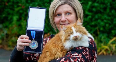 Blind therapy cat wins Blue Cross Medal