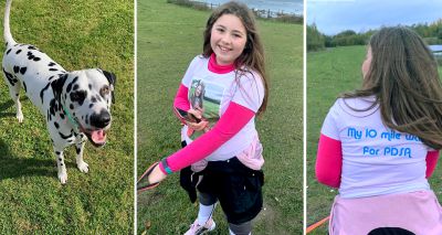 Schoolgirl with scoliosis walks ten miles to raise money for PDSA